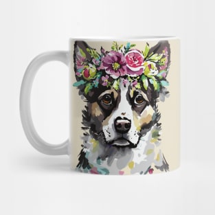 Mixed Breed Dog Floral Portrait Mug